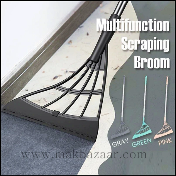 Multifunction Magic Broom, 2-in-1 Universal Wiping Sweeper Durable Eco-Friendly TPR Broom with Scraper, Bathroom Wiper Wet and Dry Broom is Used for Tiles, Glass, Wiper, Hardwood Floor... (Multi Color